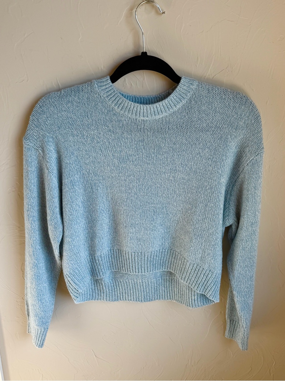 H&M Light Blue Crewneck Sweater - Soft Knit Crop